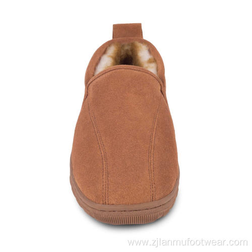 Waterproof Suede Leather Mens Sheepskin Moccasin Slippers